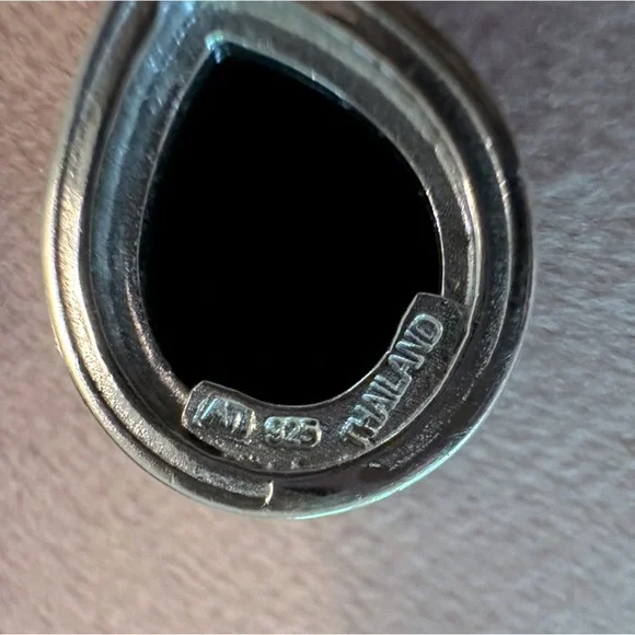 Sterling Silver Black Onyx Teardrop Dangle Earrings French Wire Classic - Picture 7 of 10